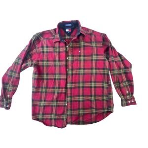 Tommy Hilfiger‎ long sleeve button-down red shirt Men's size Medium